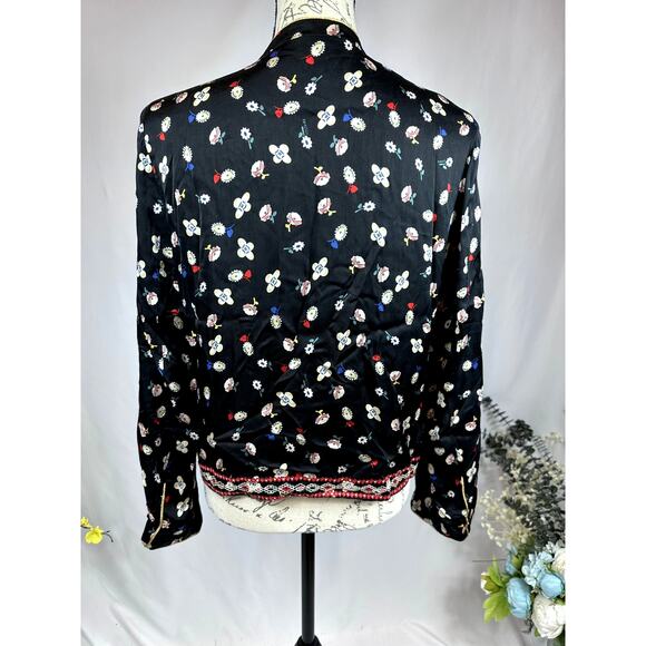 Zadig & Voltaire Vendrix Floral-Print Open-Front Jacket 38 (M) Black Multi - Picture 11 of 16